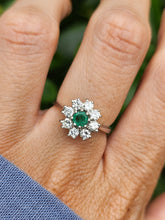 Load image into Gallery viewer, 6152: Vintage: (1978) Exceptional Diamonds Emerald Flower head Ring-  Exquisite
