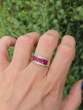 Cargar imagen en el visor de la galería, 2339: Vintage: 18ct Gold Rubies Diamonds Dress Ring- Vibrant Rubies Sparkling Diamonds
