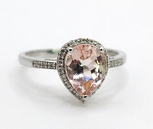 Load image into Gallery viewer, 1700: Vintage: 9ct White Gold Pink Morganite 26 Diamonds Dress Ring- petite, sparkling, pink
