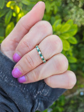 Load image into Gallery viewer, 0709: Vintage: 9ct Yellow Gold Emeralds Diamonds Stacker Ring - demure, sparkling
