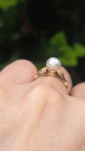 2313 Vintage 14ct Single Pearl Ring