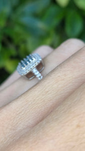 2117 Vintage: 9ct White Gold Blue & White Natural Diamonds Encrusted ring