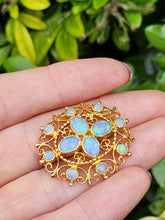 Cargar imagen en el visor de la galería, 1904: Vintage Old: Large 9ct Gold Pendant &amp; Brooch 12 Vivid Opals - Beautiful colour play
