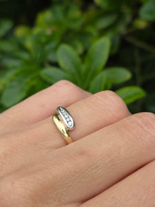 2017: Vintage 9ct White & Yellow Gold Diamonds Crossover/Stacker Ring- crisp & clean