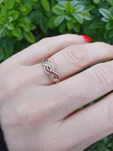 Load image into Gallery viewer, 7023:  Vintage: 18ct Gold Rubies Diamonds Dress Ring- From London 1990- exquisite design- nice weight- Hallmarked in 1990   CONDITION: Excellen
