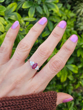 Load image into Gallery viewer, 0936: Vintage: Platinum Marquise Cut Rich Red Ruby Diamonds Trefoil Set Ring-Very Special
