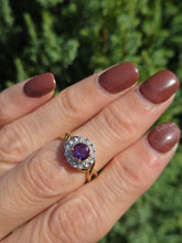 Load image into Gallery viewer, 2087: Vintage: 9ct Gold lilac Amethyst Natural Diamonds Dress Ring
