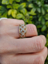 Load image into Gallery viewer, 1139: Vintage: 9ct Gold 25 Diamonds Openwork Ring- sparkling symmetry

