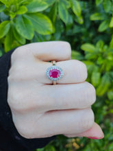 Load image into Gallery viewer, 0767: Vintage: 18ct Gold Pink Ruby 45 Diamonds Dress Ring- gorgeous
