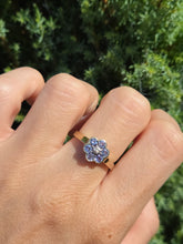Load image into Gallery viewer, 2115: Vintage: 9ct Gold 6 Tanzanites Diamond Floral Daisy Ring
