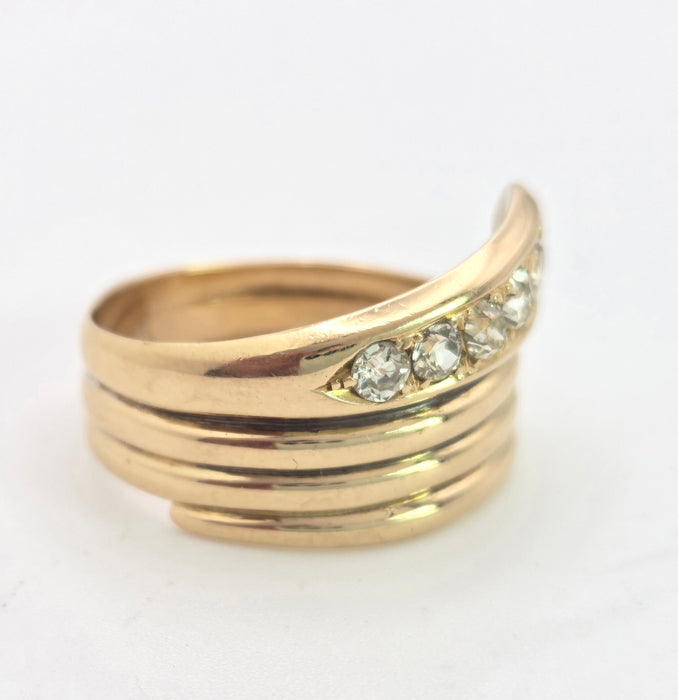6441 Vintage: Statement 18ct Gold Natural Diamonds (0.63ct) Snake Ring