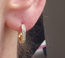 Load image into Gallery viewer, 2094: Vintage; 18ct Gold 24 Natural Diamonds Hooped Earrings- petite, sparkling, beautifully crafted.
