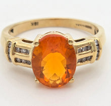 Load image into Gallery viewer, 2329: Vintage: 18ct Gold Fire Opal Diamonds Dress Ring-vibrant, vivid, sparkling

