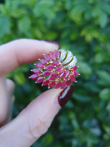 7122:  Vintage: 18ct Gold Rubies (4ct) Diamonds Statement Cocktail Ring- FAB- Outrageous