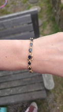 Cargar imagen en el visor de la galería, 2519- Vintage 14ct Gold 19 Blue Sapphires 19 Diamonds Bracelet (19cm)
