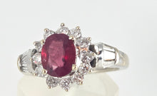 Load image into Gallery viewer, 6335 Vintage; 18ct White Gold Ruby (1.1ct) Diamonds (0.73ct) Ring
