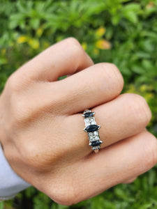 6092 Vintage: (1973) 18ct Gold Australian Blue Sapphire 12 Diamonds Diana Cluster- From 1973