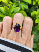 Load image into Gallery viewer, 0063: Vintage: 9ct Gold Rich Purple Amethyst Solitaire- Date Mark 1974
