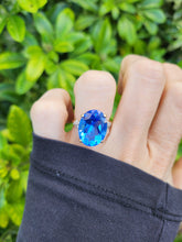 Load image into Gallery viewer, 0278: Vintage: 9ct Gold Large Vivid Iolite Diamonds Cocktail Ring- heavenly blue statement piece
