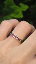 Load image into Gallery viewer, 2508- Vintage: 9ct Gold 6 Channel Set Rubies Stacker/Half- Eternity Ring

