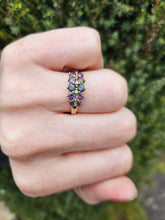 Load image into Gallery viewer, 1432: Vintage: Rare: 9ct Gold Caribbean Topaz Diamonds Dress Ring

