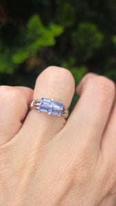 2404 Vintage: 9ct White Gold Light Blue Sapphires Dress Ring