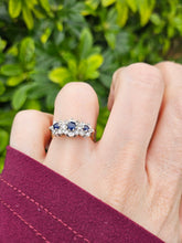 Load image into Gallery viewer, 0160: Vintage: 18ct Gold French Blue Sapphires 18 Diamonds Dress Ring
