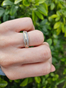 0713: Vintage: 9ct Gold Tiered Diamonds Stacker/Dress Ring