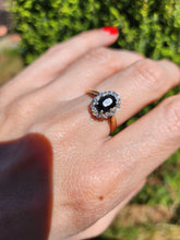 Cargar imagen en el visor de la galería, 1745: Vintage: 9ct Gold French Blue Sapphire Diamonds Cluster Ring- From 1975
