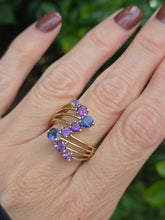 Cargar imagen en el visor de la galería, 2053: Vintage: 9ct Gold Iolite Amethysts Abstract Cocktail Ring- Inspirationl

