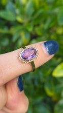 Load image into Gallery viewer, Vintage: 9ct Gold Bezel Set Lilac Amethyst Solitaire Ring- From 1972
