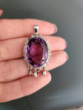 Load image into Gallery viewer, A9031: Antique : Edwardian 14ct Gold Amethyst Rose Cut Diamonds Pendant- Exceptional
