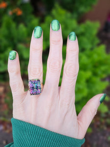 Vintage: 9ct Gold Emerald Cut Caribbean Topaz Statement Cocktail Ring