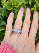 Load image into Gallery viewer, 1328: Vintage: Abstract: 9ct White Gold Tanzanites Cocktail Ring- violet blue statement piece
