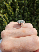 Load image into Gallery viewer, 6015:: Vintage Large:18ct White Gold Diamonds  Emeralds Cluster Ring
