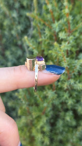 Vintage: Abstract 9ct Gold Purple Amethyst Cocktail Ring