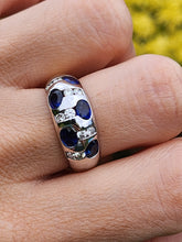 Cargar imagen en el visor de la galería, 6094 Vintage: 18ct Mixed Gold &quot;Bombe&quot; Statement Blue Sapphires Diamonds &quot;bombe&quot; Ring
