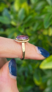 Vintage: 9ct Gold Bezel Set Lilac Amethyst Solitaire Ring- From 1972