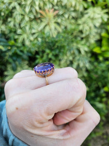 0493: Vintage: 9ct Gold Large Lilac Amethyst Cocktail Ring