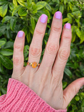 Load image into Gallery viewer, 1277: Vintage: 9ct Gold Fire Opal Solitaire Ring- striking colours
