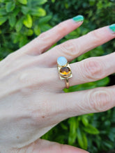 Load image into Gallery viewer, 0509: Vintage Exceptional 9ct Gold Moonstone Citrine Ring- rare, iconic
