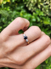 Load image into Gallery viewer, 1926: Vintage: 18ct Gold French Blue Sapphire Diamonds 3-Stone Straight Ring- From 1973
