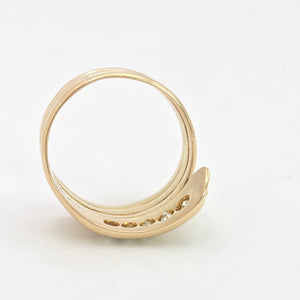 1868: Vintage: Statement 18ct Gold Natural Diamonds (0.63ct) Snake Ring- Large finger size