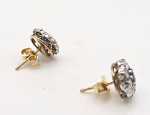 Load image into Gallery viewer, 2360:   Vintage 18ct Gold Cornflower Blue Sapphire Diamonds {1.2ct} Stud Earrings- Divine
