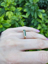 Load image into Gallery viewer, 0945: Vintage;14ct Gold 10 Emeralds 8 Diamonds Half-Eternity/Stacker Ring
