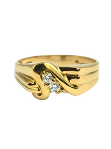 1937: Vintage: 22ct Gold twin Natural Diamonds Fancy Signet Ring