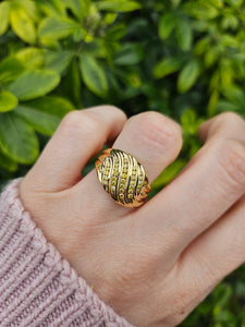 0991: Vintage: Statement 9ct Gold 42 Yellow Diamonds Dress Ring- sparkling, natural diamonds,