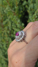 Cargar imagen en el visor de la galería, 2137 Vintage; 18ct White Gold Ruby Natural Sparkling Diamonds (2.75ct) Cluster Ring- Extraordinary
