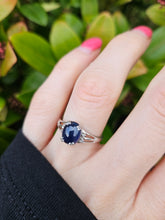 Load image into Gallery viewer, 0738: Vintage: 9ct Gold Cabochon French Blue Sapphire Diamonds Ring- crisp, clean , eye candy
