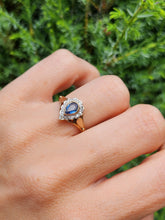 Cargar imagen en el visor de la galería, 1921: Vintage: 9ct Gold French Blue Sapphire 12 Diamonds Dress Ring- exquisite&nbsp;

